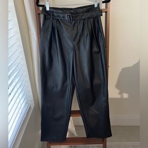 High waisted leather trousers
